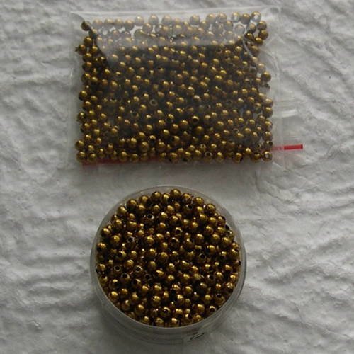 Lot de perles rondes 3 mm. couleur vieux or 