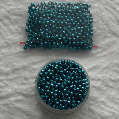 Lot de perles rondes 3 mm. bleu métalisé 