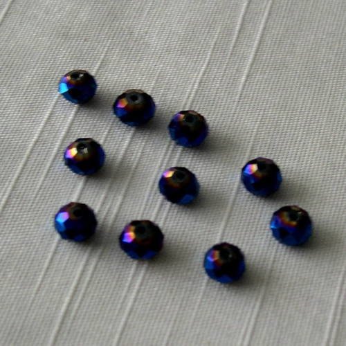 Lot de 10 perles rde verre crystal  à facettes 8 mm. 