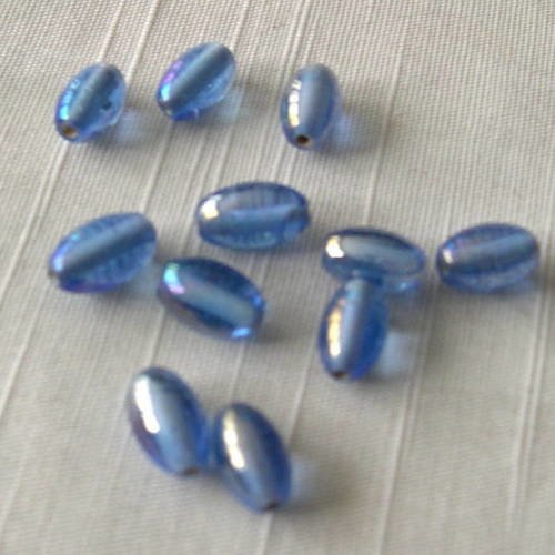 Lot de 10 perles de verre bleues 14 mm 