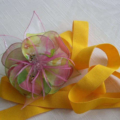 Ruban  jaune en coton large de 2,5 cm. 