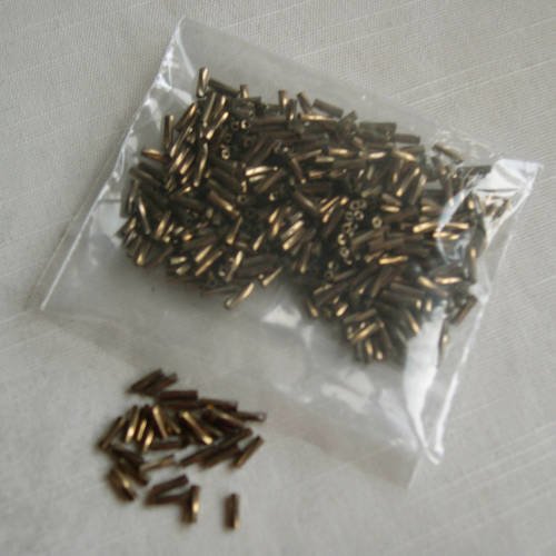 Lot de perles de rocaille  à l'effet métallisé vieux or 