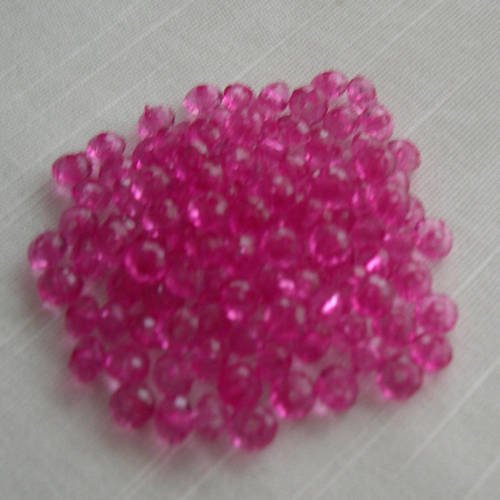 Lot de 10 perles synthétiques transparentes a facette 6x3 mm. 