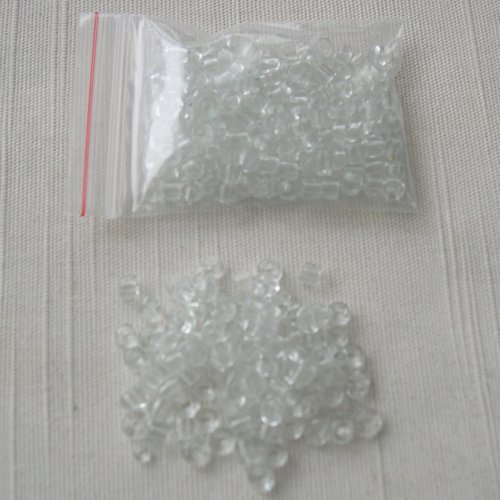 Lot de 10g. de grosses perles de rocaille 4 mm. transparentes