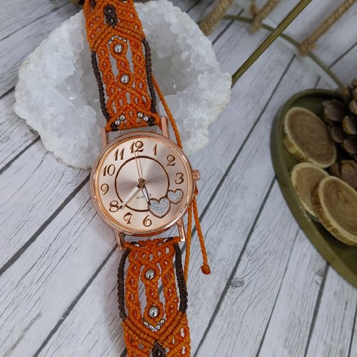 Montre petits cœurs rose gold