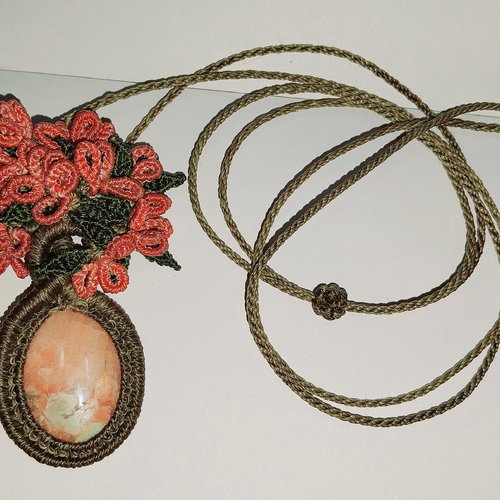 Pendentif  arbre de vie terracotta