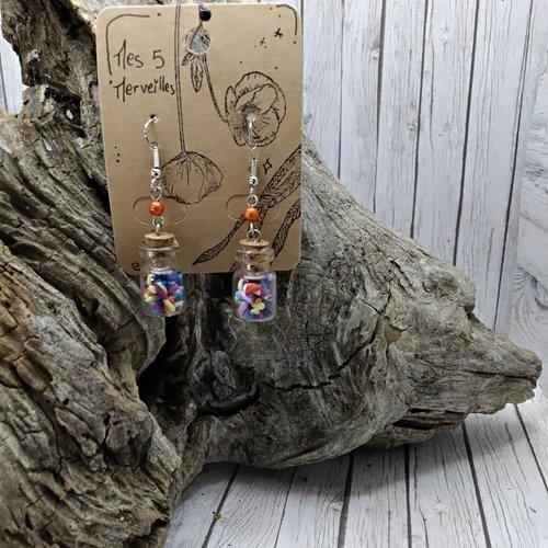 Boucle d'oreille petites fioles bonbon