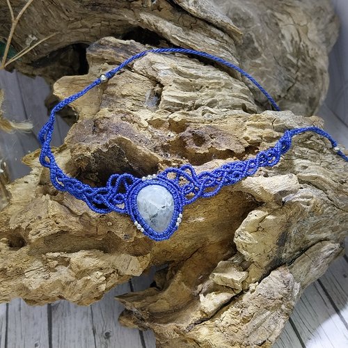 Choker peristérite bleu roi