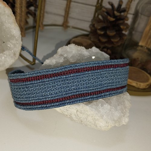 Manchette denim blue et black cherry