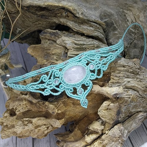 Collier choker quartz rose