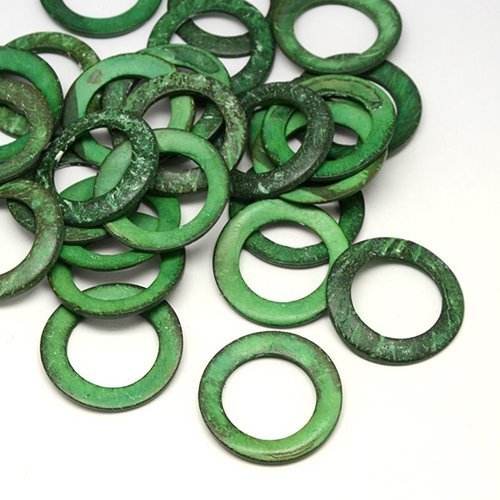 10 anneaux bois coco vert 23mm - Un grand marché