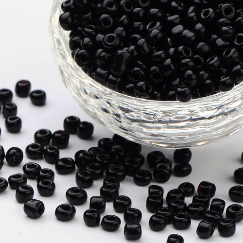 Perles de rocaille en verre noir 4mm