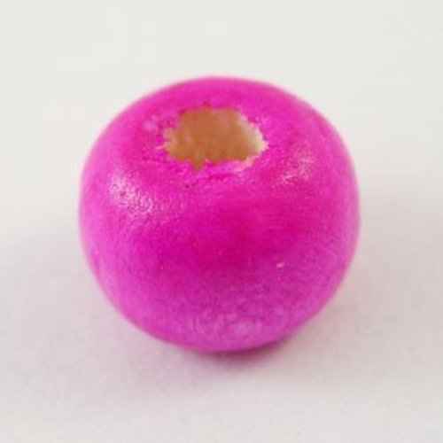 50 perles en bois ronde rose fushia 8mm