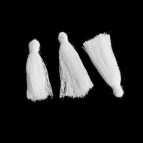 5 pompons polyester blanc 30mm