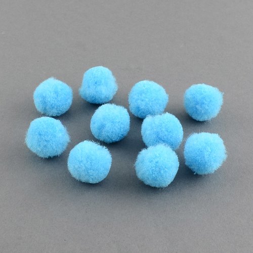 20 pompons boule bleu ciel 10mm