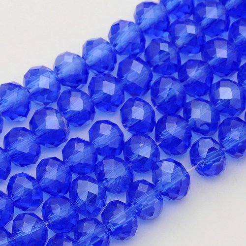 20 perles en verre facette abaque bleu royal 6x4mm trou: 1mm