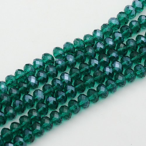 20 perles en verre facette abaque vert moyen 6x4mm trou: 1mm