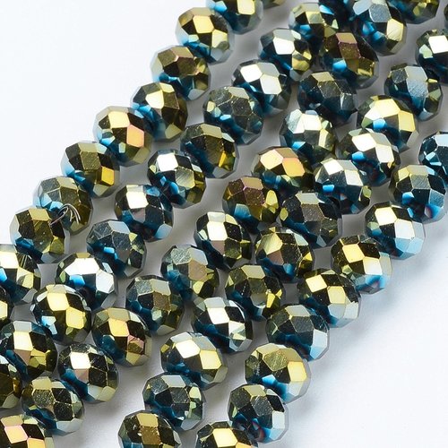 20 perles en verre a facette abaque vert plaqué 6x5mm trou: 1mm