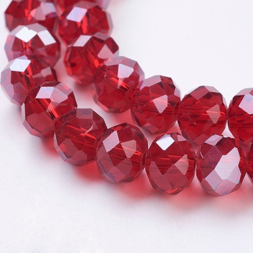 10 perles en verre a facette abaque rouge 10x7mm trou: 1mm