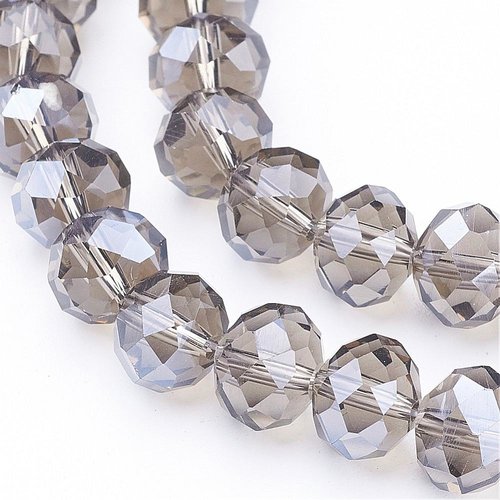 X 10 perles en verre a facette abaque grise 10x7mm trou: 1mm
