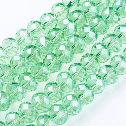 10 perles en verre a facette abaque verte 10x7mm trou: 1mm
