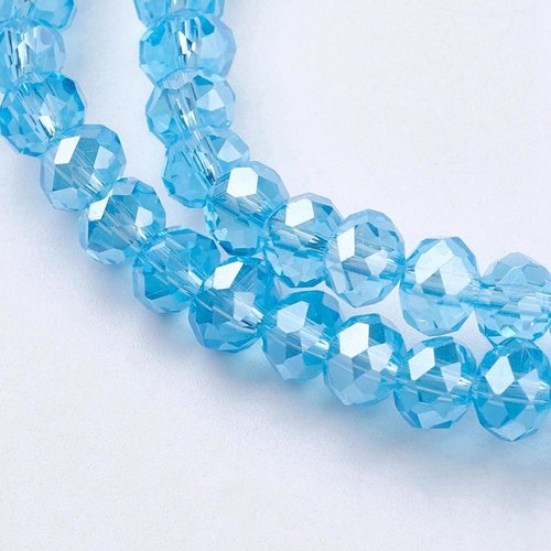 10 perles en verre a facette abaque bleu 10x7mm trou: 1mm