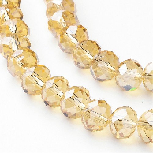 10 perles en verre a facette abaque jaune clair 10x7mm trou: 1mm