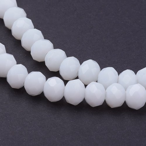 X 20 perles en verre a facette abaque blanc 6x4 mm trou: 1 mm