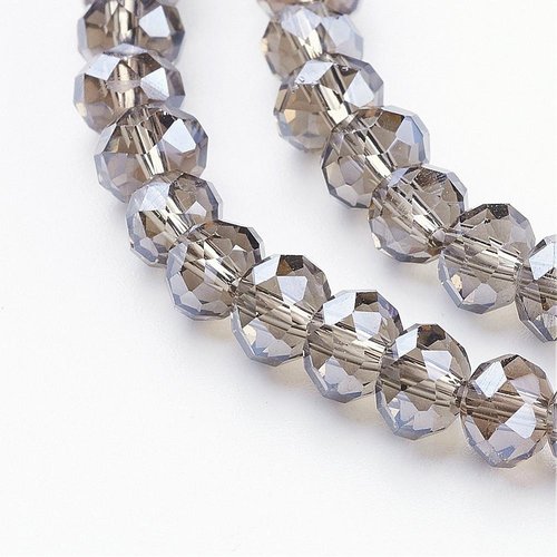 20 perles en verre a facette abaque grise 6x4mm trou: 1mm