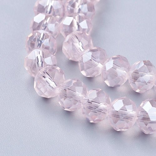20 perles en verre a facette abaque rose saumon 6x4mm trou: 1mm