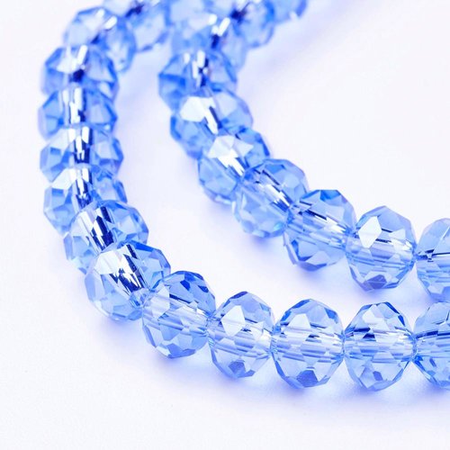 20 perles en verre a facette abaque bleu 6x4mm