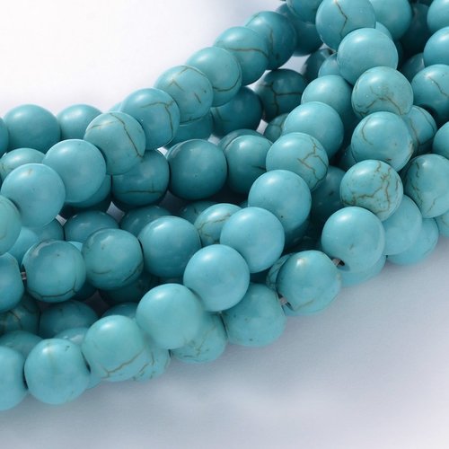 50 perles rondes ceramique artisanale turquoise