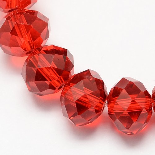 20 perles en verre a facette abaque rouge 6x4mm trou: 1mm