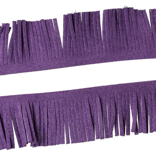 Suédine a frange 30mm violet ( 1 mètre )