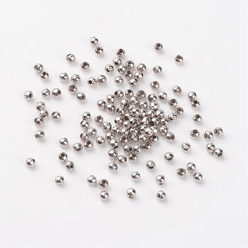 Perle ronde métal platine 3mm (10gr)
