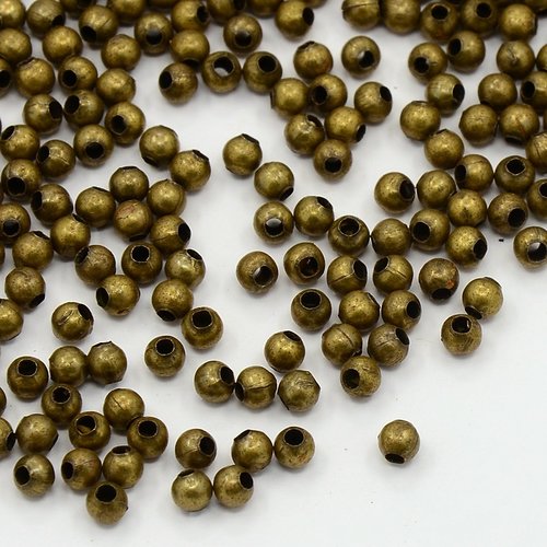 Perle ronde métal bronze 3mm (10gr)