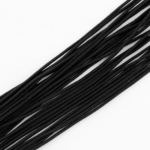 Cordon élastique noir rond souple 2,5 mm ( 5 mètres )
