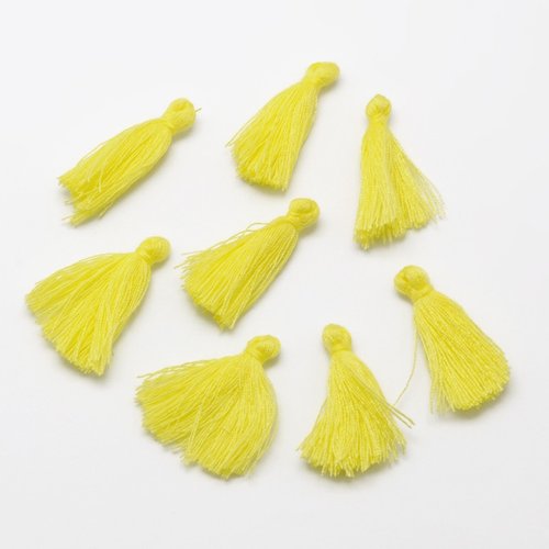 5 pompons polyester jaune 30 mm