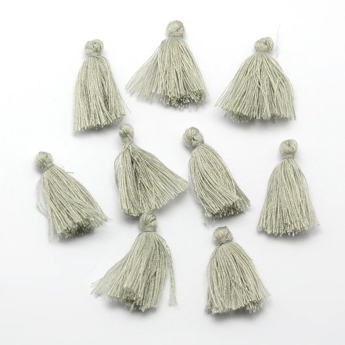 5 pompons polyester gris 30 mm
