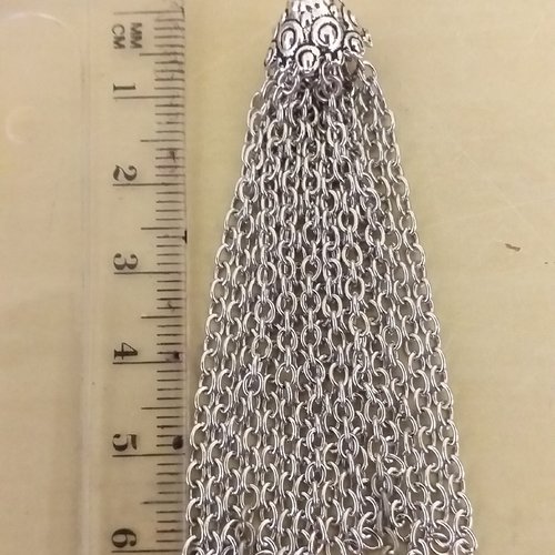 Pompon en métal argenté vieilli environ 6 cm ( x 1 )