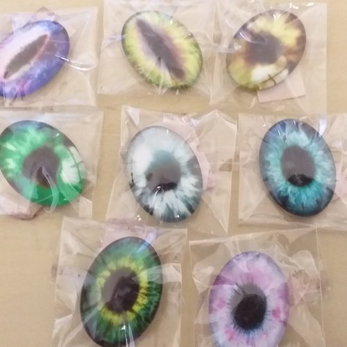 Cabochons verre yeux oeil 18x25mm