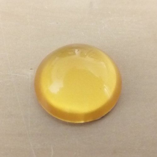 1 cabochon verre jaune 20mm