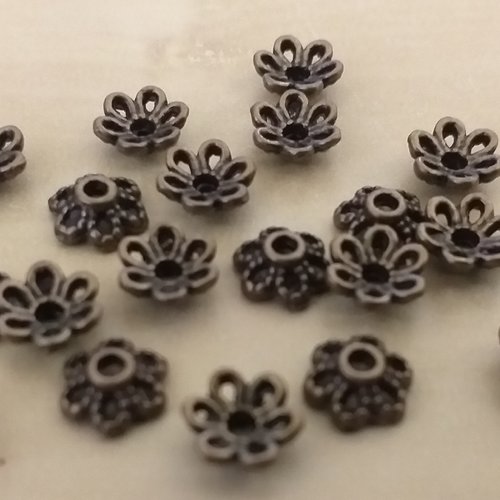 20 calottes coupelles métal bronze pour perle 6 mm