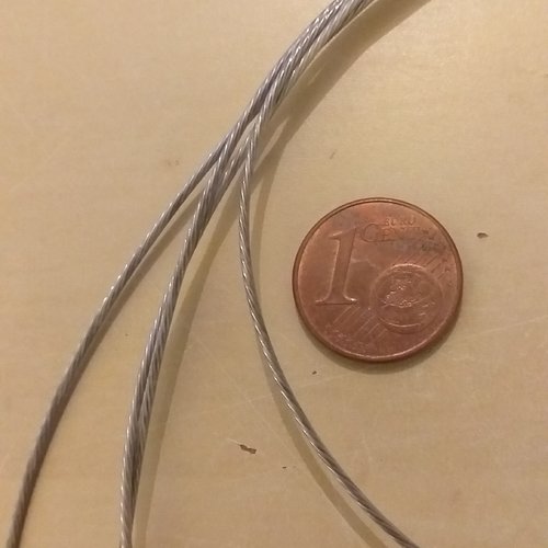1 mètre de fil cablé acier inoxydable gris 1mm de diam.