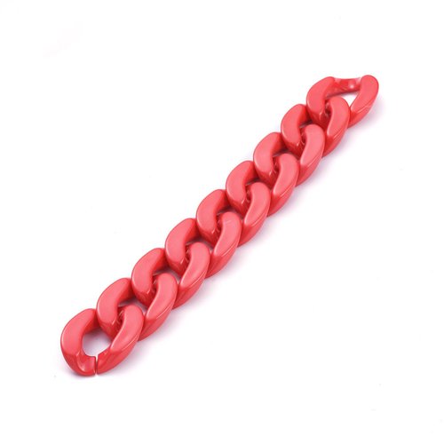 Chaine gourmette acrylique rouge (1 mètre )