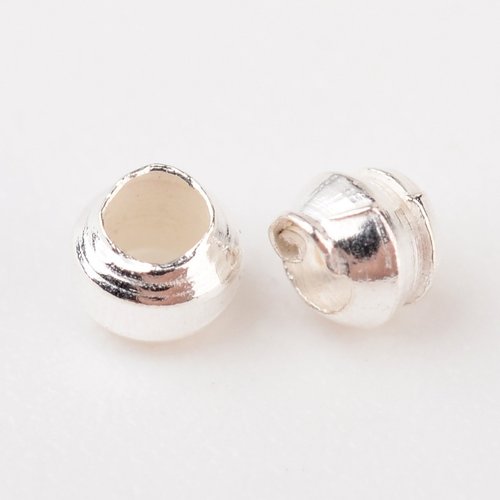 Perles a écrasé métal argenté 2 mm trou 1,2mm (900 pieces)