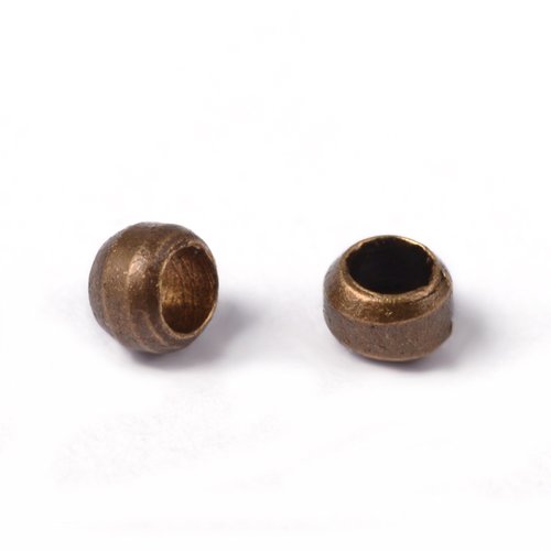 Perles a écrasé métal bronze 2 mm trou 1,2mm (900 pièces)