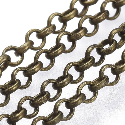 Chaine rollo anneaux soudée métal bronze 2,4 x 0,8 mm ( 1 mètre )