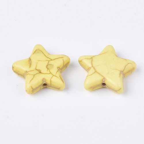 3 perles étoile jaune 21mm