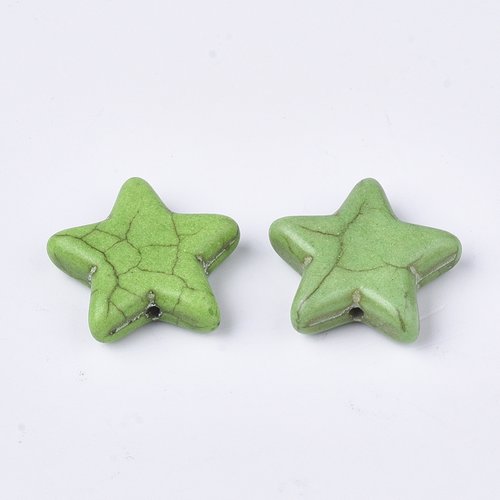 3 perles étoile vert 21mm